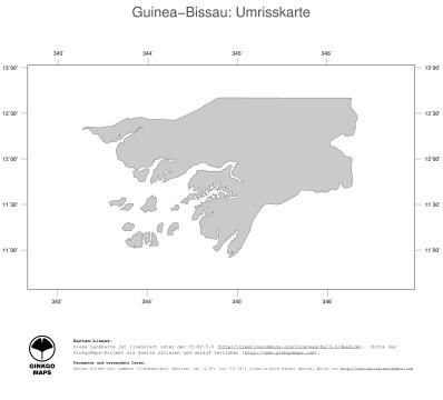 Karte: Landkarte Guinea Bissau (Politische Staatsgrenzen)