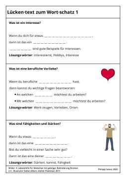 Arbeitsblatt: Lückentext zum Wortschatz 1