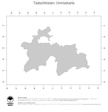 Karte: Landkarte Tadschikistan (Politische Staatsgrenzen)