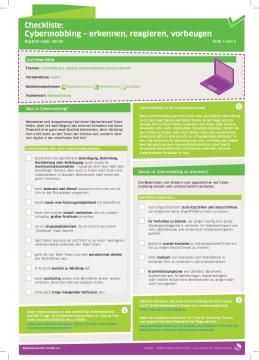 Text: DigiBitS-Checkliste: Cybermobbing - erkennen, reagieren, vorbeugen (pdf)