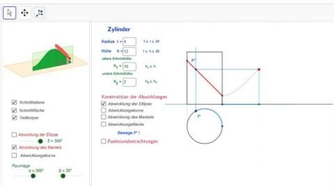 Interaktion: Sinuskurve beim Zylinderschnitt