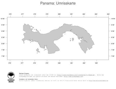 Karte: Landkarte Panama (Politische Staatsgrenzen)