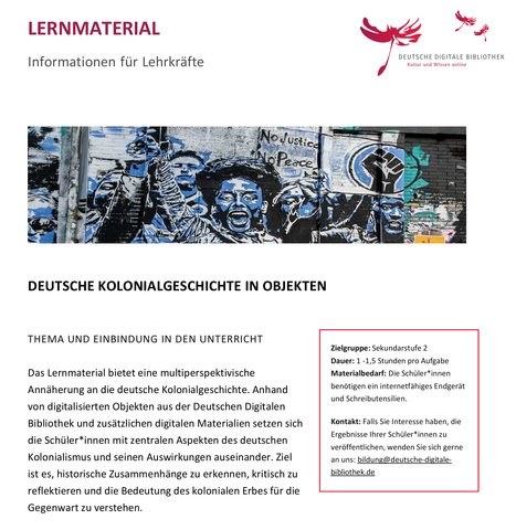 Quelle: Informationen für Lehrkräfte: Deutsche Kolonialgeschichte in Objekten