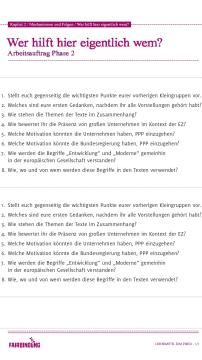 Unterrichtsbaustein: Wer hilft hier eigentlich wem? - Arbeitsauftrag Phase 2
