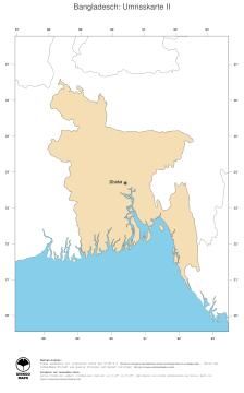 Karte: Landkarte Bangladesch (Politische Staatsgrenzen und Hauptstadt)