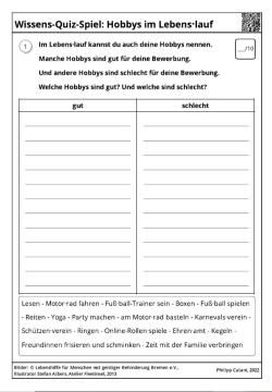 Arbeitsblatt: Hobbys im Lebenslauf (WQS)