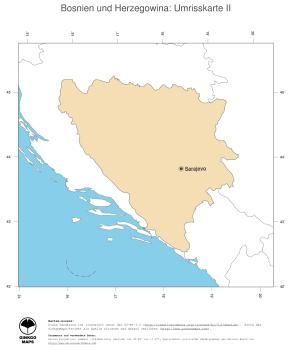 Karte: Landkarte Bosnien und Herzegowina (Politische Staatsgrenzen und Hauptstadt)