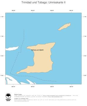 Karte: Landkarte Trinidad und Tobago (Politische Staatsgrenzen und Hauptstadt)