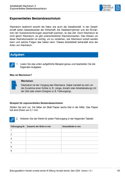 Arbeitsblatt: Modul 4 | Arbeitsblatt 3 "Exponentielles Bestandswachstum"