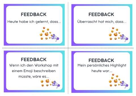 Sonstiges: #snackattack | Feedback-Kärtchen