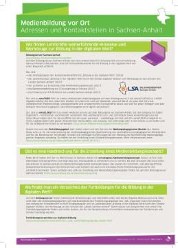 Text: Medienbildung vor Ort: Linktipps, Adressen, Kontaktstellen für Sachsen-Anhalt (pdf)
