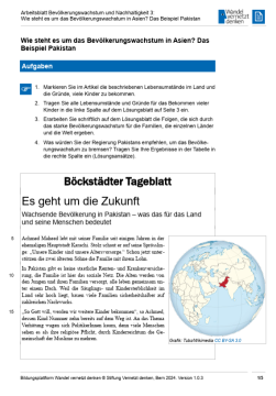 Arbeitsblatt: Modul 14 | Arbeitsblatt 3 "Wie steht es um das Bevölkerungswachstum in Asien? Das Beispiel Pakistan"