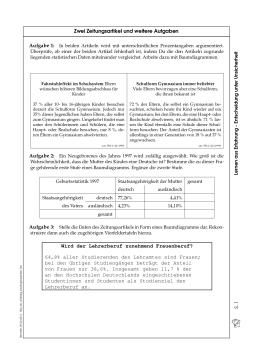 Arbeitsblatt: Zwei Zeitungsartikel und weitere Aufgaben (pdf)