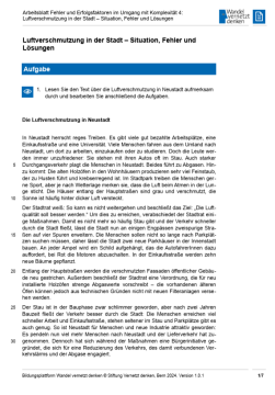 Arbeitsblatt: Modul 12 | Arbeitsblatt 4 "Übung: Luftverschmutzung in der Stadt – Situation, Fehler und Lösungen"