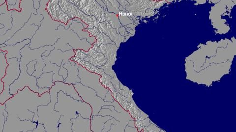 Karte: Landkarte Vietnam (Staatsgrenzen und Hauptstadt): schattiertes Relief