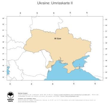 Karte: Landkarte Ukraine (Politische Staatsgrenzen und Hauptstadt)