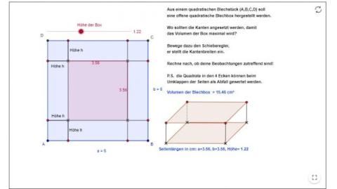 Interaktion: Volumen einer Box maximieren
