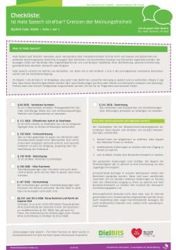 Text: DigiBitS-Checkliste: Ist Hate Speech strafbar? (pdf)