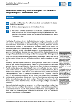 Arbeitsblatt: Modul 5 | Arbeitsblatt 7 "Messmethoden: Menschliches Wohl"