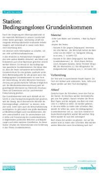 Unterrichtsbaustein: Wo geht´s hier weiter? - Stationsbeschreibung Bedingungsloses Grundeinkommen