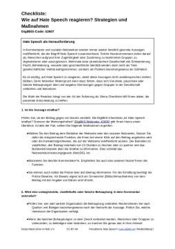 Text: DigiBitS-Checkliste: Wie auf Hate Speech reagieren? (odt)