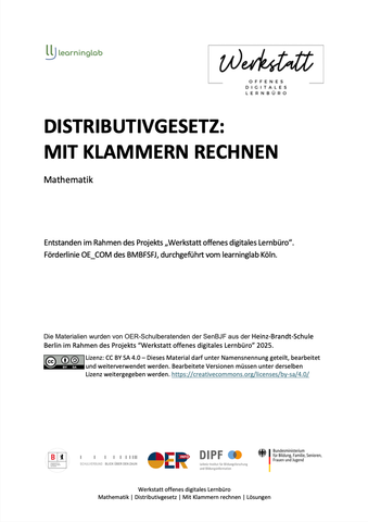 Arbeitsblatt: Distributivgesetz: Mit Klammern rechnen (1) Lösungen