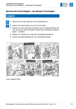 Arbeitsblatt: Modul 4 | Arbeitsblatt 4 "Bereiche der Nachhaltigkeit – das Beispiel Taschengeld (Ökonomie)"