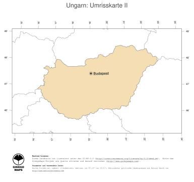 Karte: Landkarte Ungarn (Politische Staatsgrenzen und Hauptstadt)