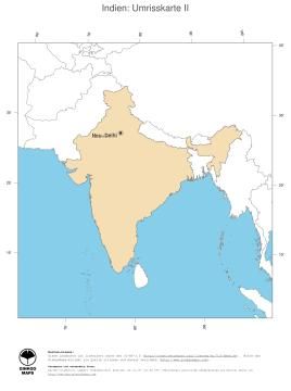 Karte: Landkarte Indien (Politische Staatsgrenzen und Hauptstadt)