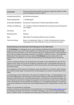 Unterrichtsbaustein: Messung zeitlich veränderbarer elektrischer Größen mit einem PC-Oszilloskop (ZIP-Datei)