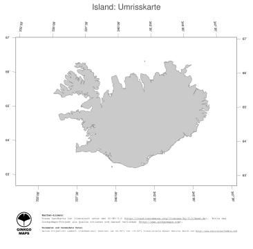 Karte: Landkarte Island (Politische Staatsgrenzen)