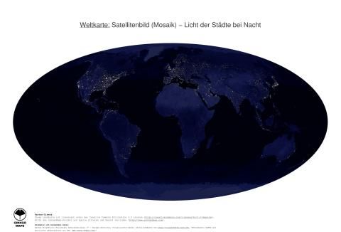 Karte: Weltkarte (Licht der Städte bei Nacht)