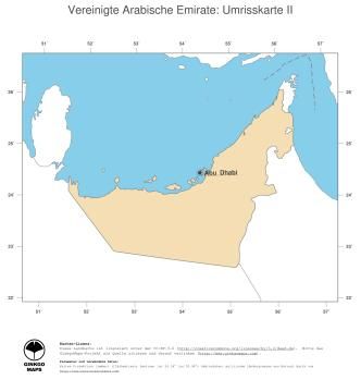 Karte: Landkarte Vereinigte Arabische Emirate (Politische Staatsgrenzen und Hauptstadt)