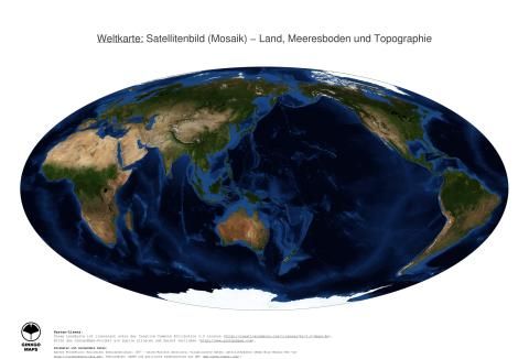 Karte: Weltkarte (Land, Meeresboden und Topographie)