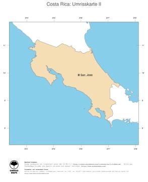 Karte: Landkarte Costa Rica (Politische Staatsgrenzen und Hauptstadt)