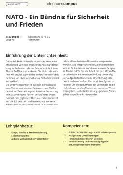 Unterrichtsbaustein: Unterrichtseinheit "NATO - Ein Bündnis für Sicherheit und Frieden"