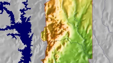 Karte: Landkarte Togo (Staatsgrenzen und Hauptstadt): farbkodierte Topographie, schattiertes Relief