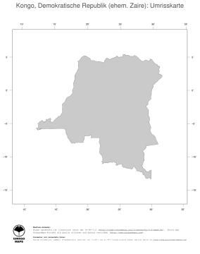 Karte: Landkarte Demokratische Republik Kongo (Politische Staatsgrenzen)