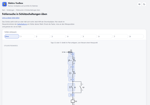 Webseite: Elektro-Toolbox: Fehlersuche am Stromlaufplan