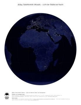 Karte: Landkarte Afrika (Licht der Städte bei Nacht (mit Staatsgrenzen))