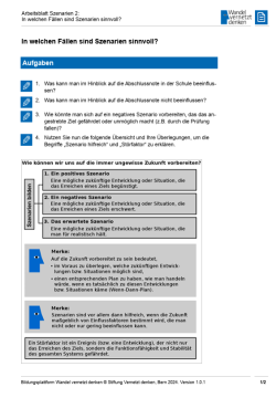 Arbeitsblatt: Modul 13 | Arbeitsblatt 2 "In welchen Fällen sind Szenarien sinnvoll?"