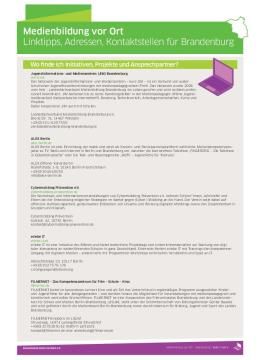 Text: Medienbildung vor Ort: Linktipps, Adressen, Kontaktstellen für Brandenburg (pdf)