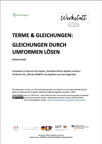 Arbeitsblatt: Terme und Gleichungen: Lösungen