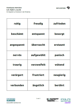 Unterrichtsbaustein: Ich fühl’s (nicht) | Emotionenkärtchen