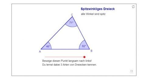 Interaktion: Einteilung der Dreiecke nach den Winkeln