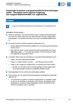 Arbeitsblatt: Modul 14 | Arbeitsblatt 4 "Handlungen simulieren und gesellschaftliche Entscheidungen treffen – Simulation durch logische Folgerung"