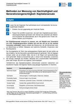 Arbeitsblatt: Modul 5 | Arbeitsblatt 10 "Messmethoden: Kapitalienansatz"