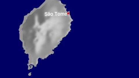 Karte: Landkarte Sao Tome und Principe (Staatsgrenzen und Hauptstadt): schattiertes Relief