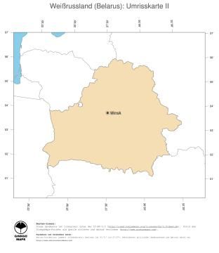 Karte: Landkarte Weissrussland (Politische Staatsgrenzen und Hauptstadt)