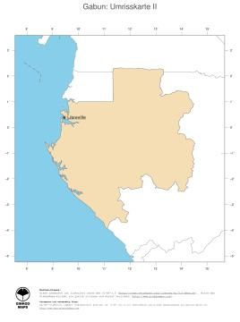 Karte: Landkarte Gabun (Politische Staatsgrenzen und Hauptstadt)